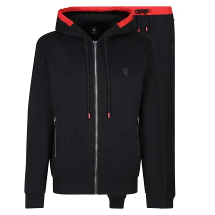 BLACK MIXED CONTRAST TRACKSUIT