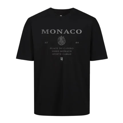 BLACK RELAXED FIT TEE MONACO LOGO