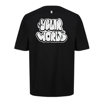 BLACK RELAXED FIT TEE WHITE GRAFFITI LOGO (1)