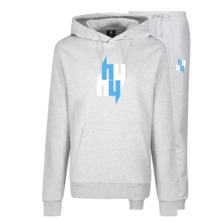 GREY TRACKSUIT FOUR Y LOGO BABY BLUE