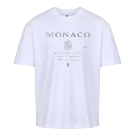 WHITE RELAXED FIT TEE MONACO LOGO